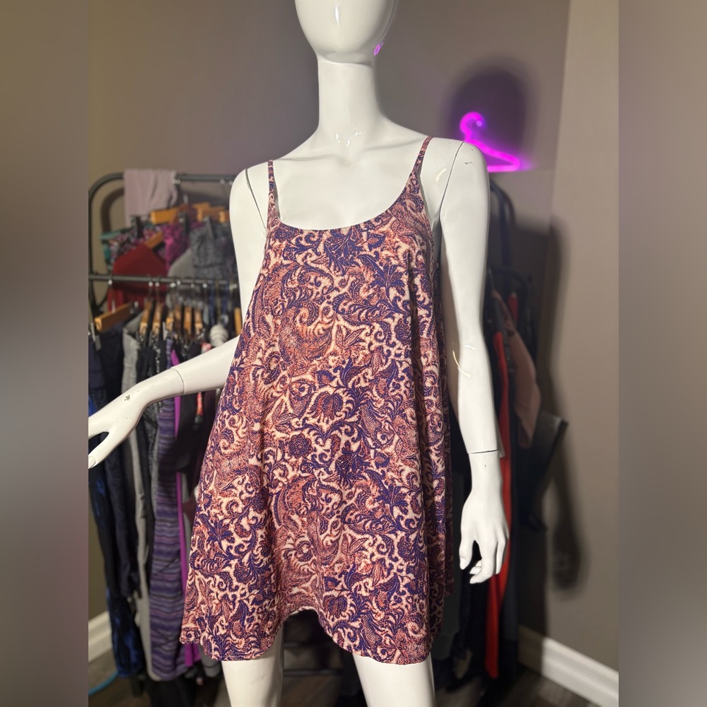 Intimately Free People Mini Tank Dress Women Pink Purple Paisley Sleeveless XS
